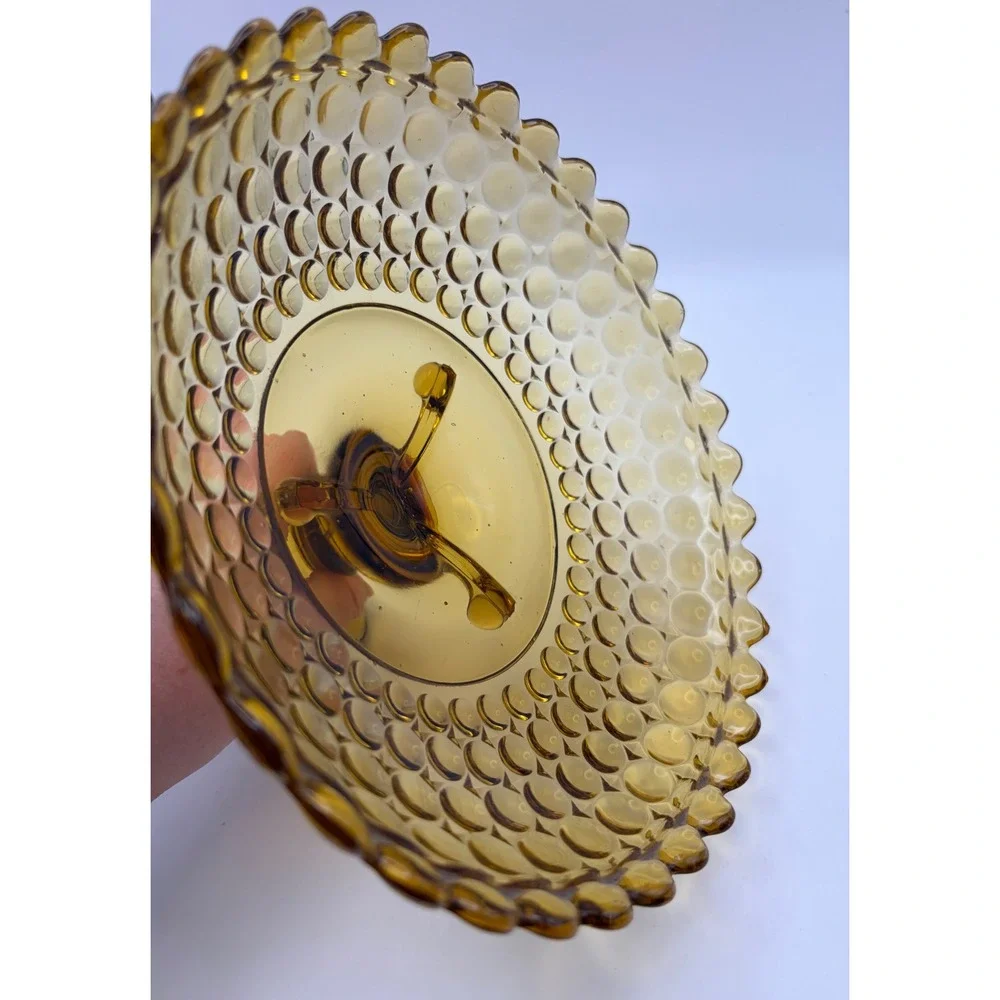 EAPG Adams Co Sensation 1000 Eye Amber Glass Compote 1885 Honey Gold Candy Dish